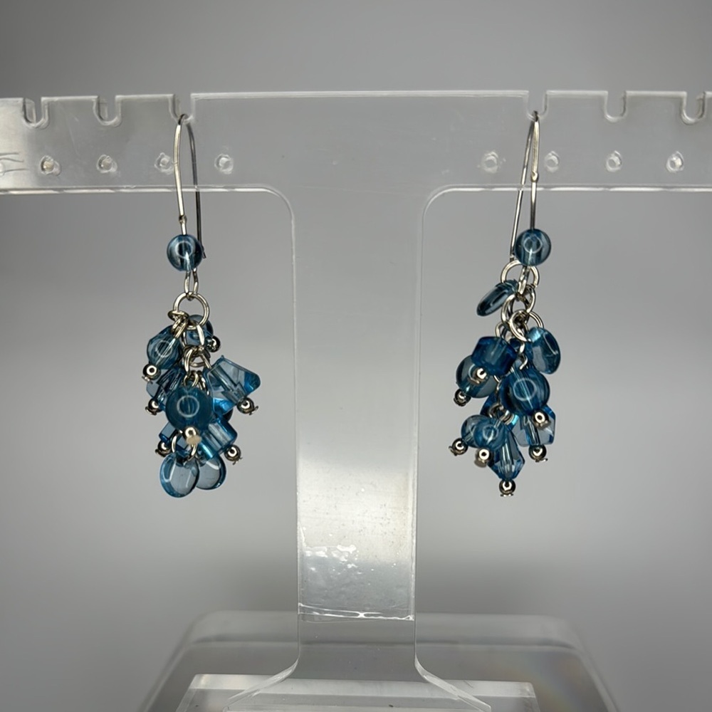 Blue and Silver Cascading Crystal Earrings
